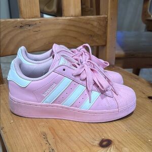 Adidas Pink and White Superstar Shoes